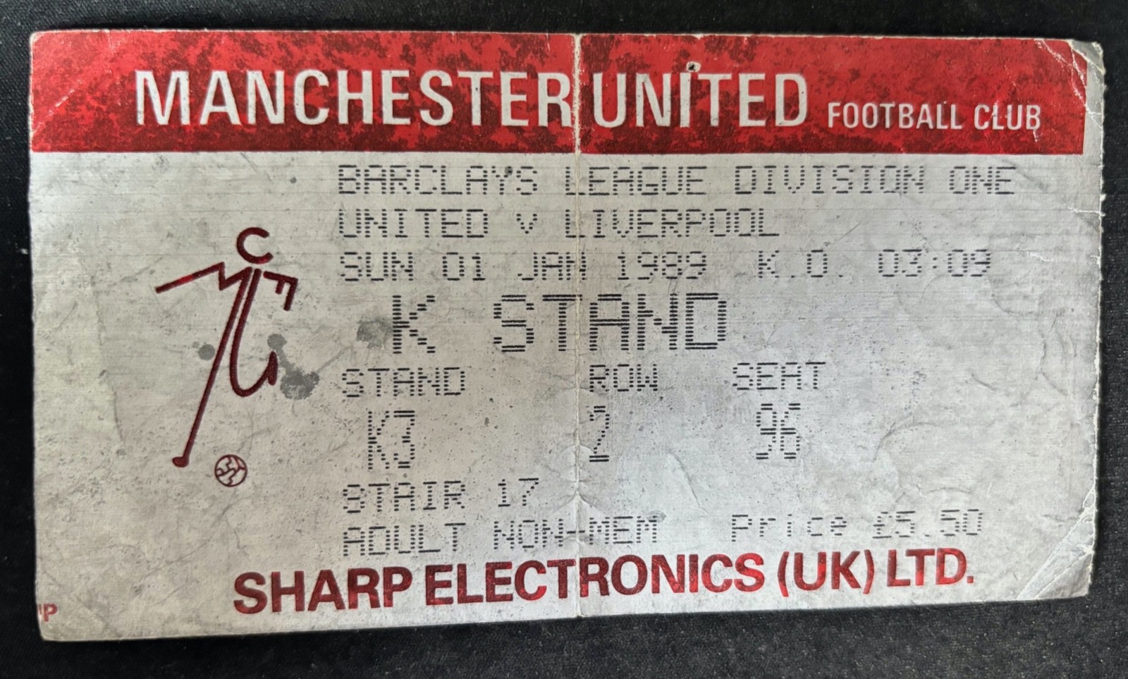 Manchester United v Liverpool ticket stub 1st January 1989 Division One for sale on Ebay