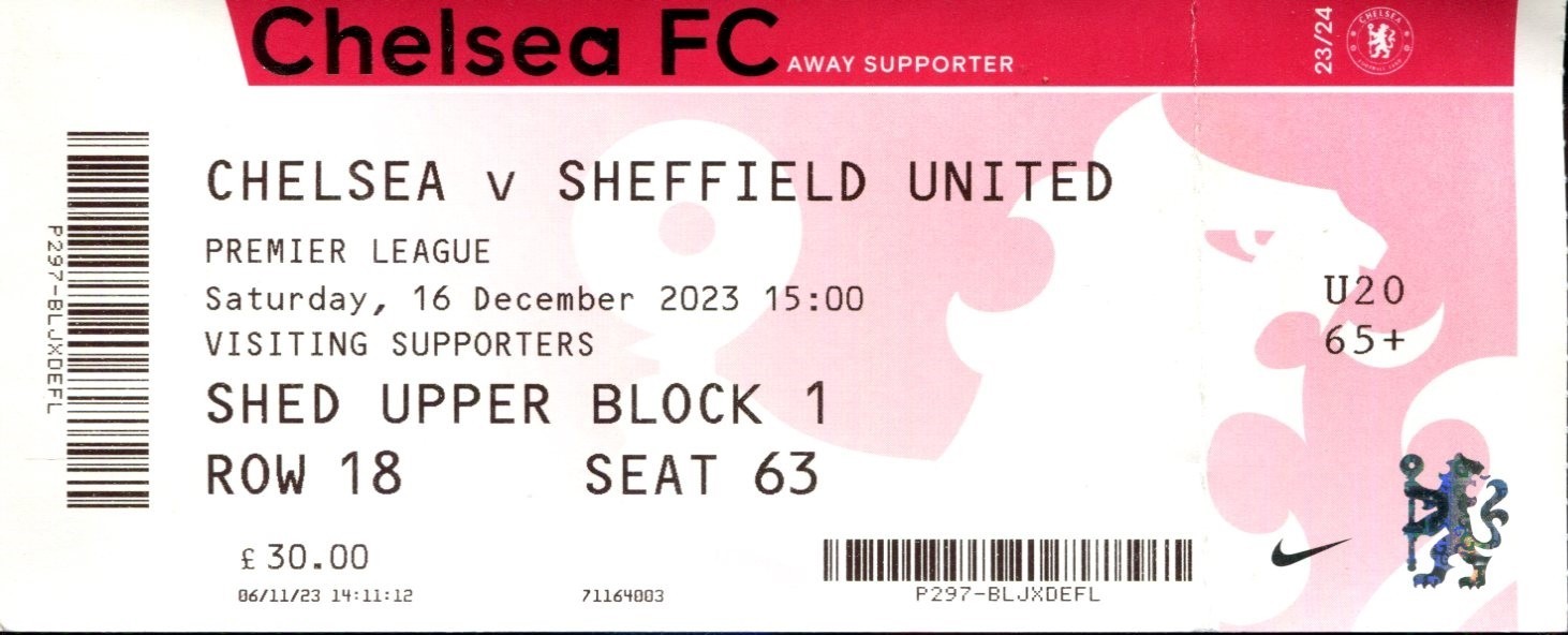 Chelsea v Sheffield United 16/12/23 Ticket Premier League for sale on Ebay