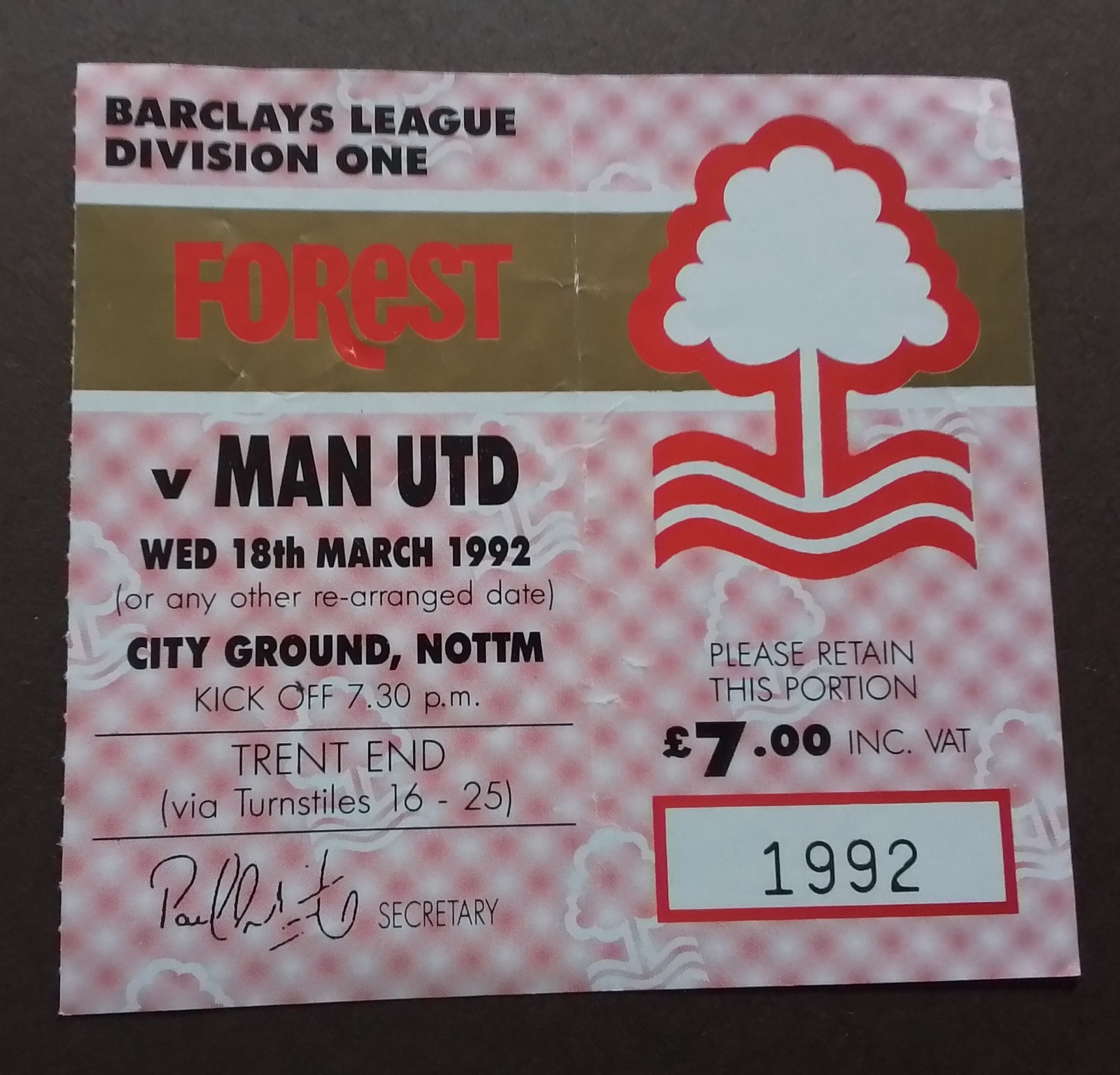 Nottingham Forest v Manchester United  Division One 1991/2 for sale on Ebay
