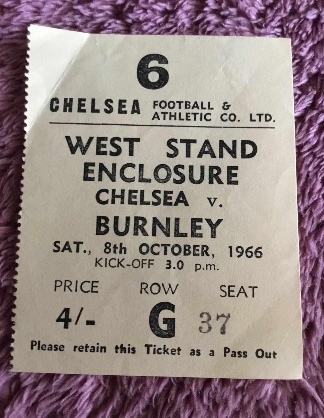 1966/67 CHELSEA v BURNLEY - FOOTBALL TICKET for sale on Ebay