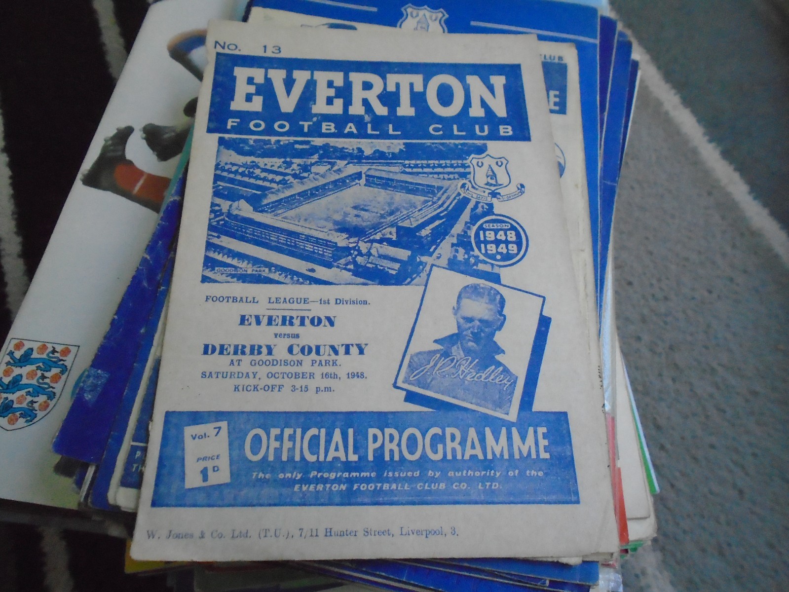 EVERTON V DERBY COUNTY 1948-9 for sale on Ebay