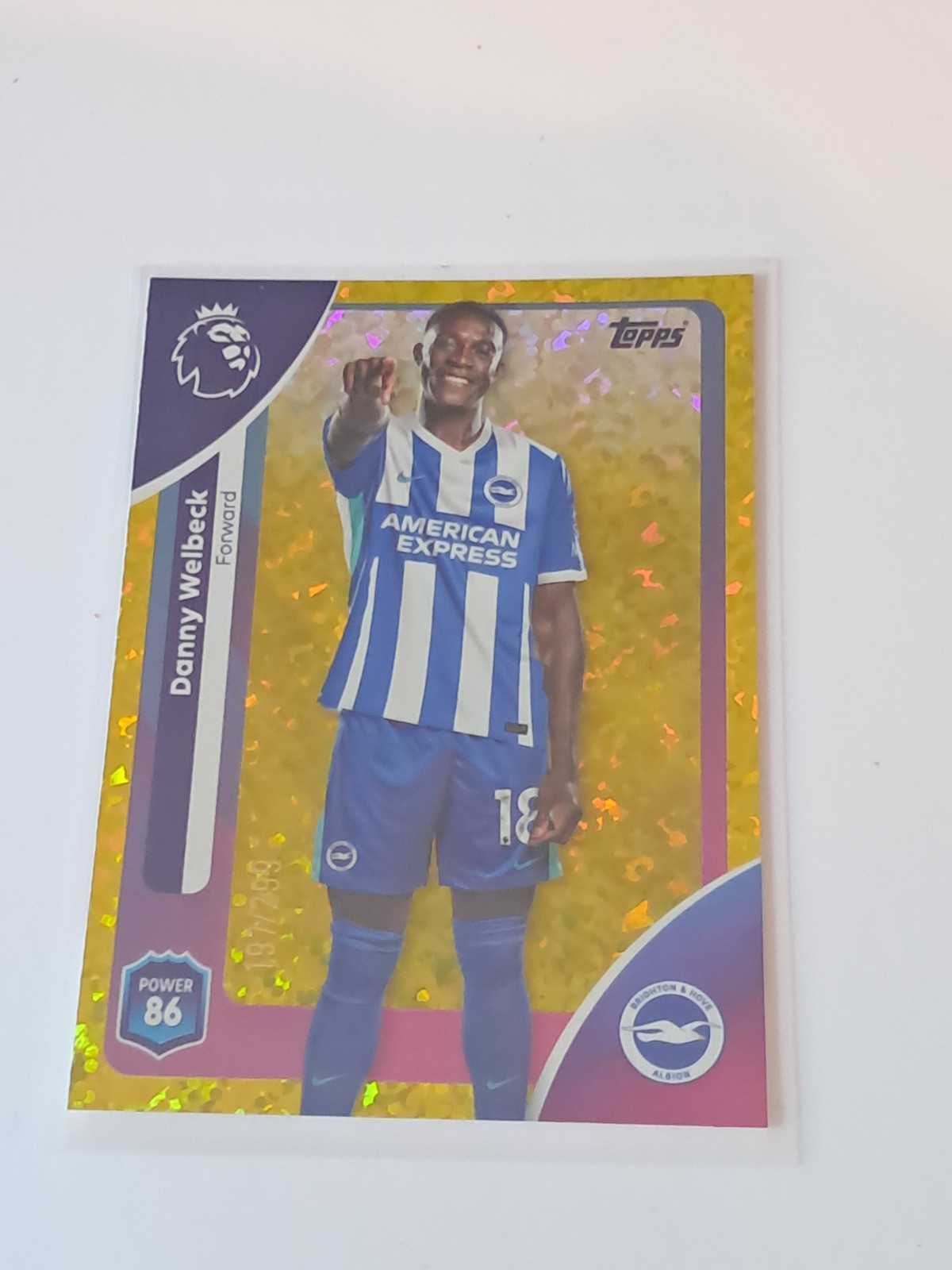 Topps Premier League 25/26 Brighton Danny Welbeck Yellow Sparkle #197/299 for sale on Ebay