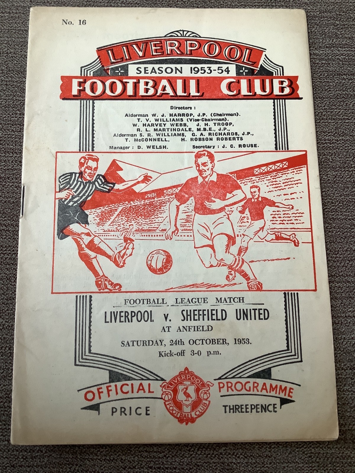 24 October 1953 Liverpool v Sheffield United for sale on Ebay