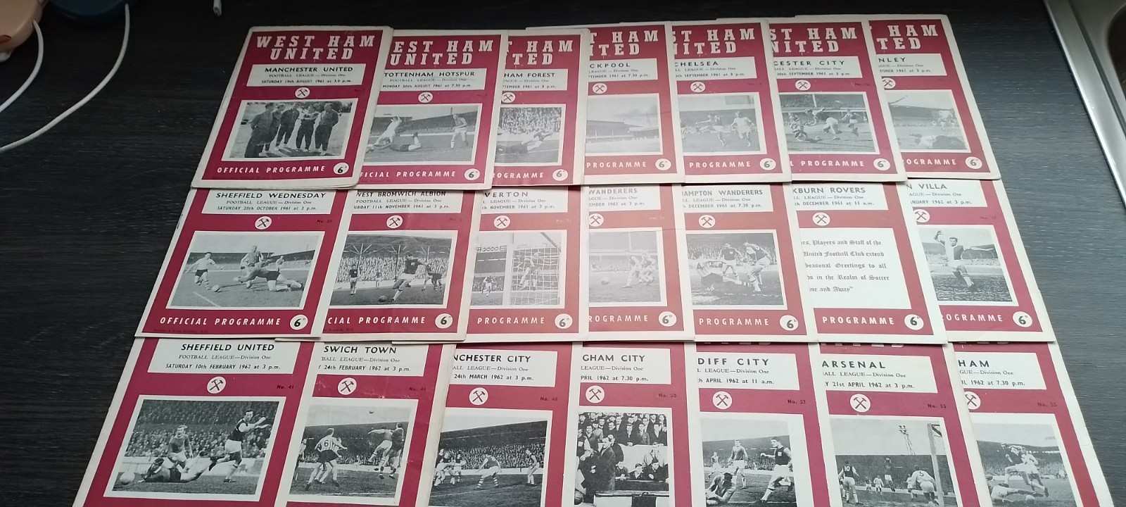 QTY. 21 x 1961-1962 WEST HAM UNITED HOME LEAGUE PROGRAMMES (COMPLETE SET) for sale on Ebay