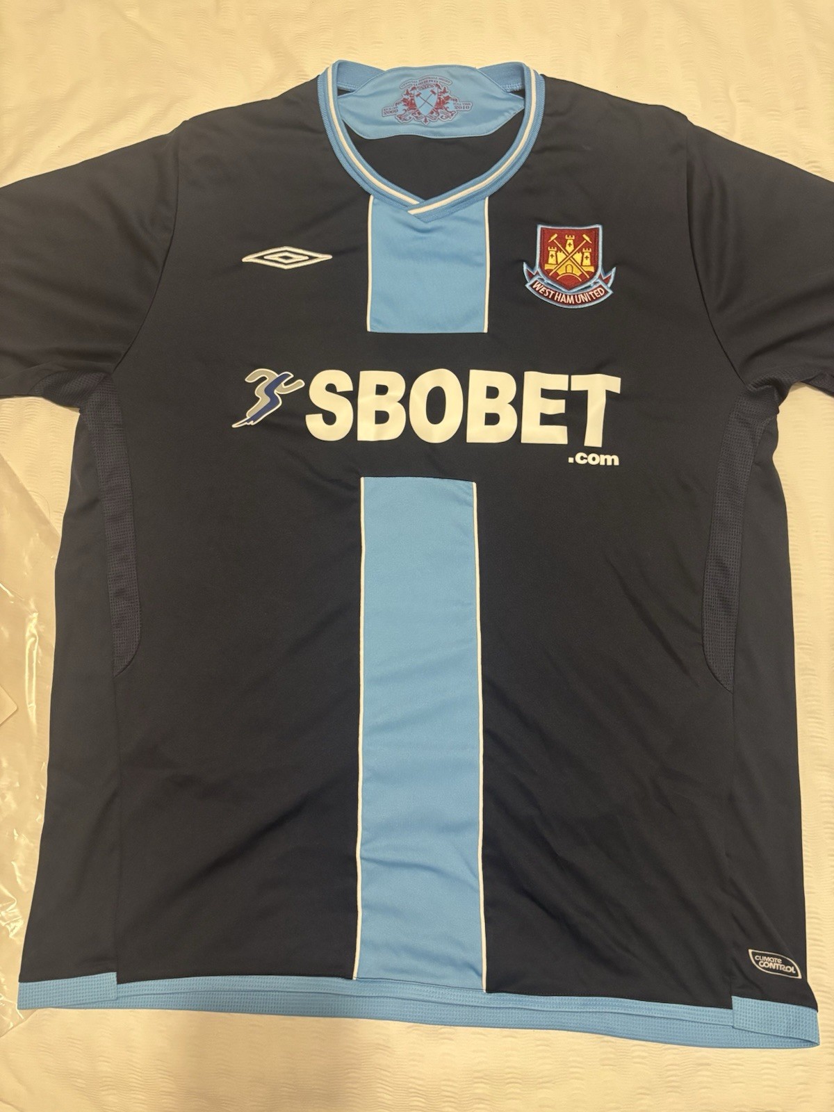 West Ham Shirt  Blue Away top 2009/ 2010 Umbro Football Jersey Top Size Large  for sale on Ebay