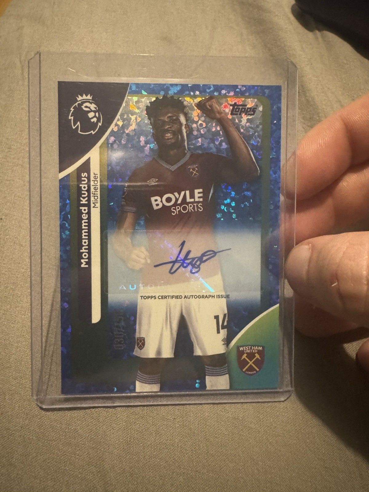 Mohammed Kudus West Ham Autographed Numbered 30/150 Blue Sparkle Premier League for sale on Ebay