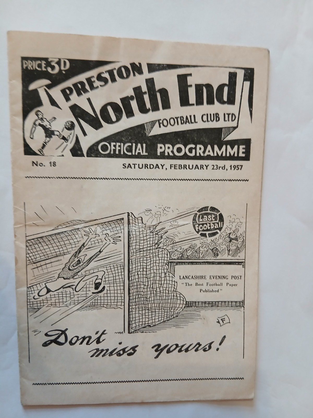 PRESTON NORTH END v LEEDS UNITED First division 23 February 1957 for sale on Ebay