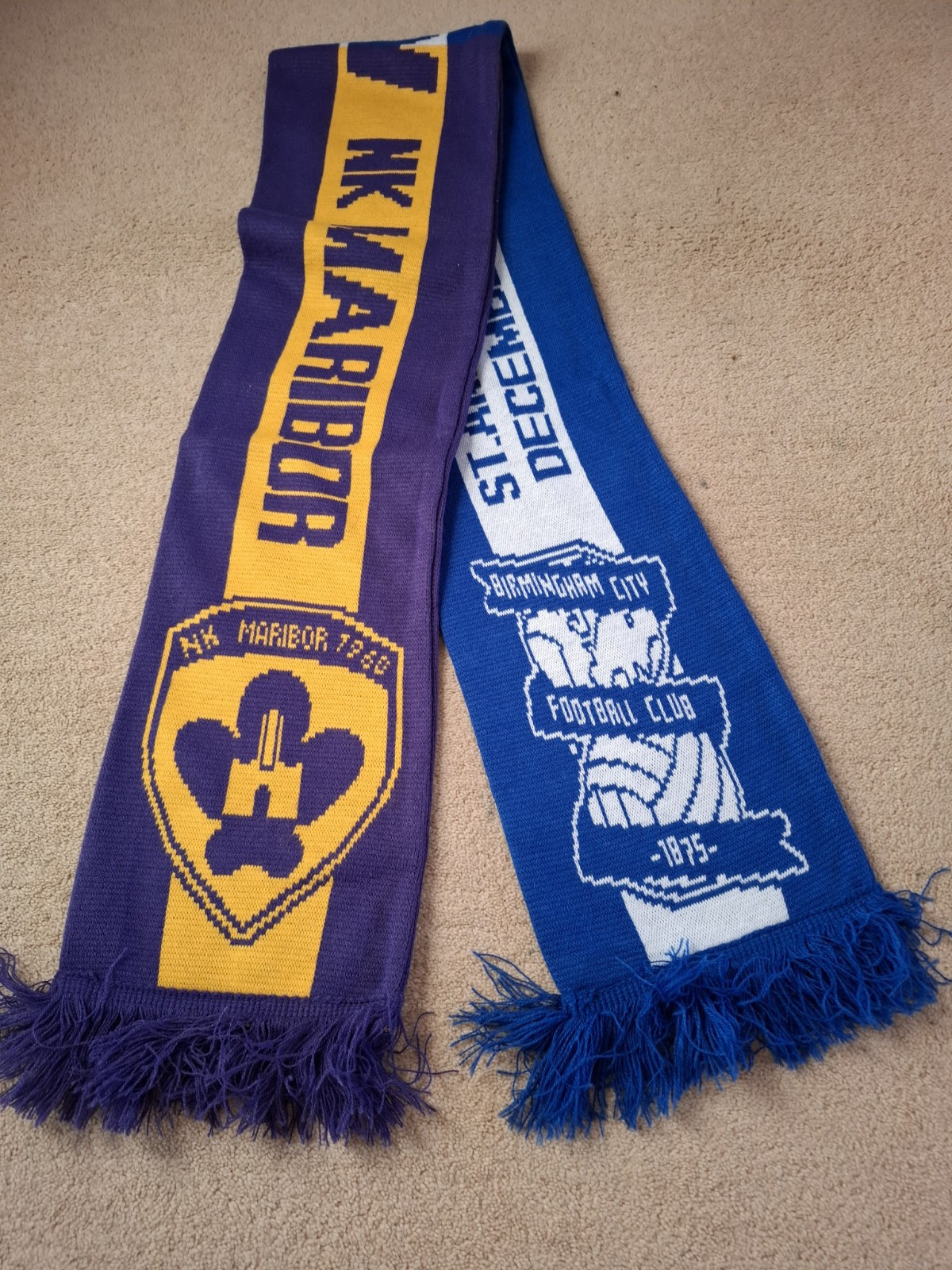 Half n Half Football Scarf BIrmingham City v Maribor Unworn With Label  for sale on Ebay