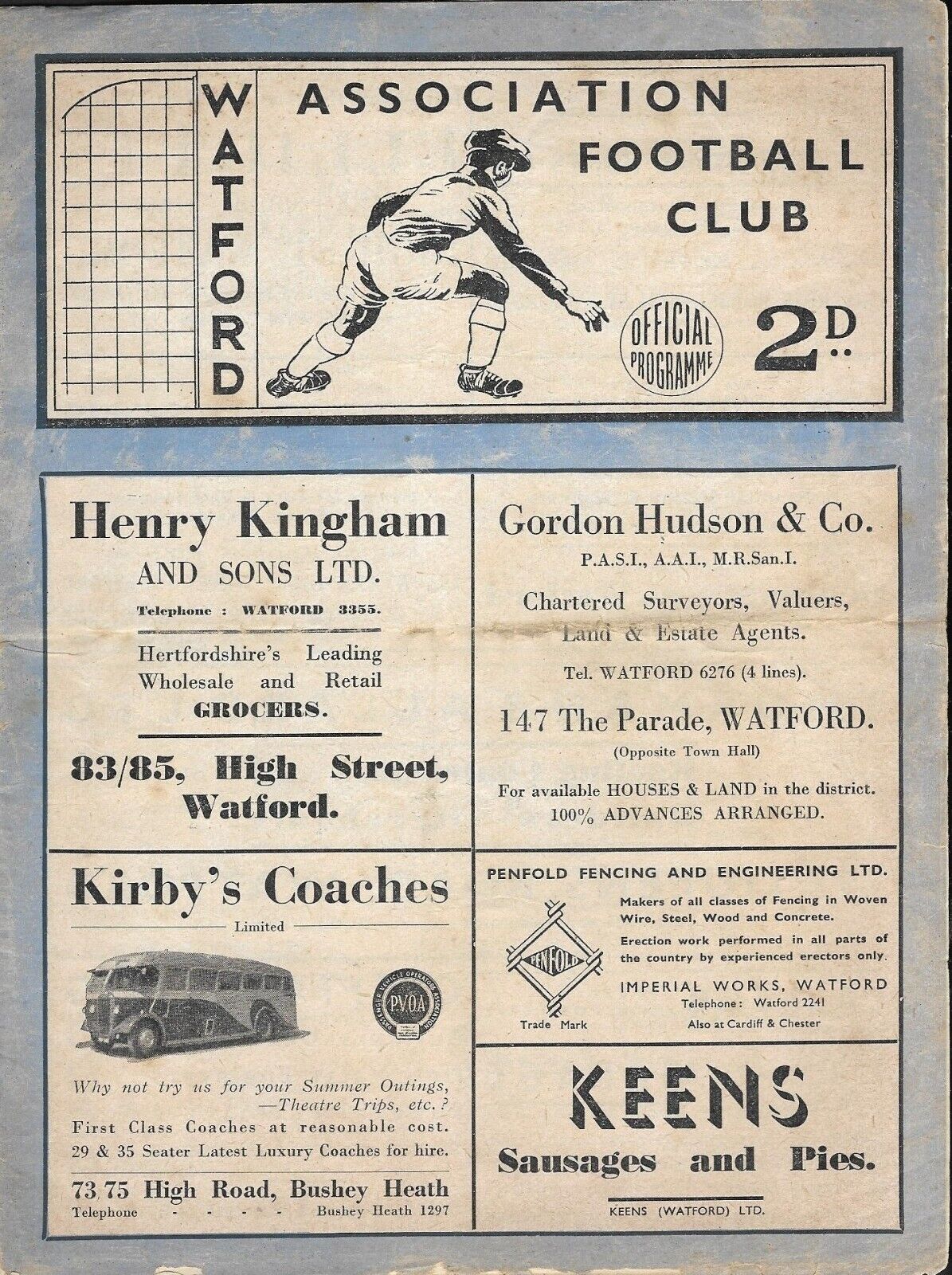 Watford v Reading. Division 3. 1947-1948 for sale on Ebay