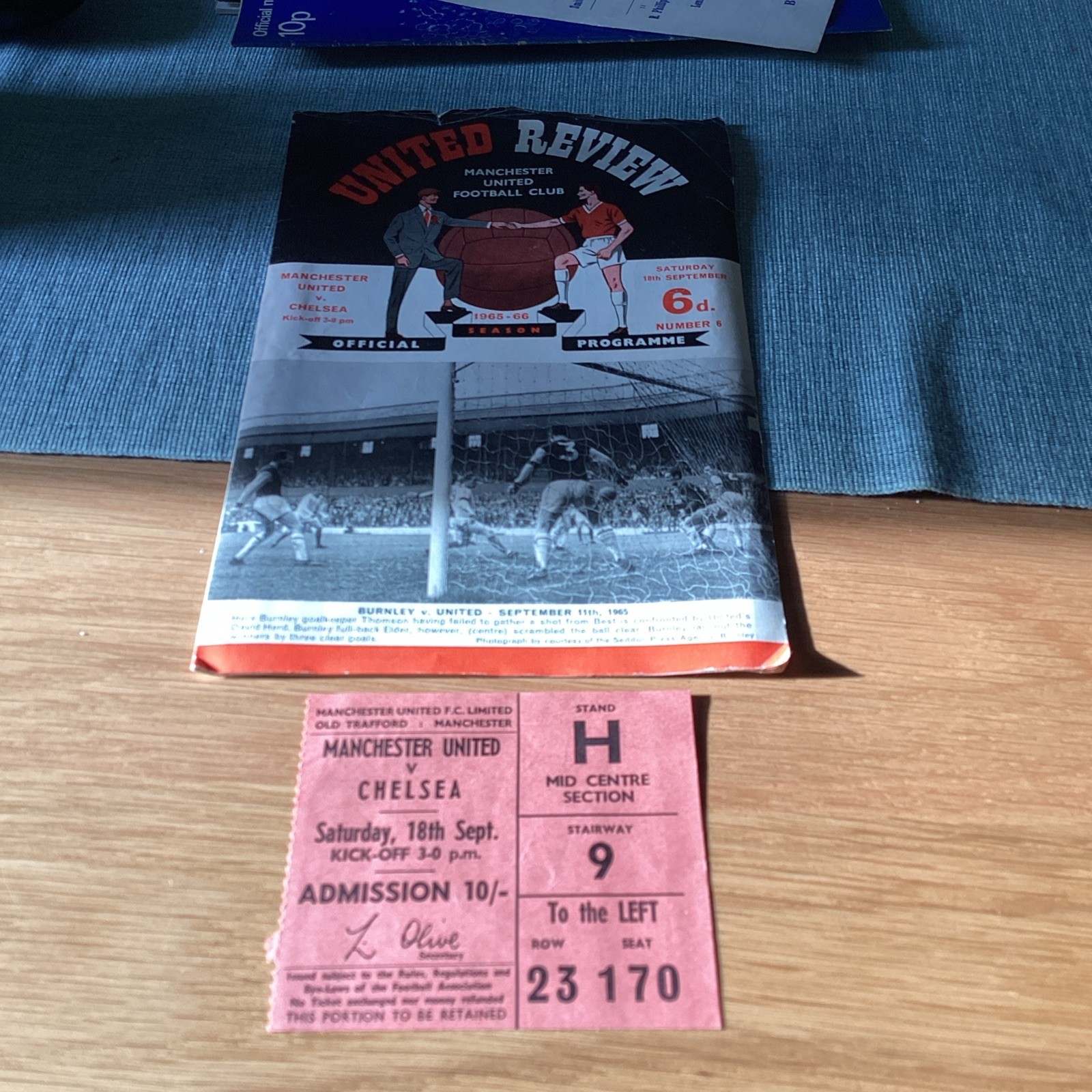1965/6 Man Utd v Chelsea plus Match ticket. for sale on Ebay