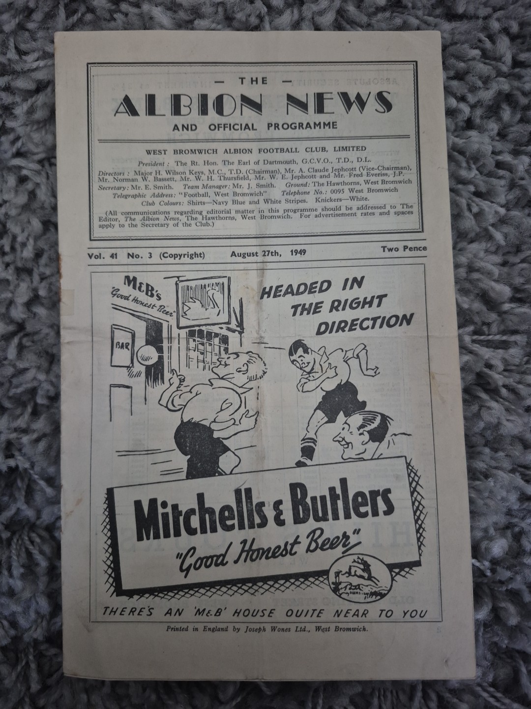 WEST BROMWICH ALBION RES V MANCHESTER UNITED RES 1949-50 CENTRAL LEAGUE for sale on Ebay