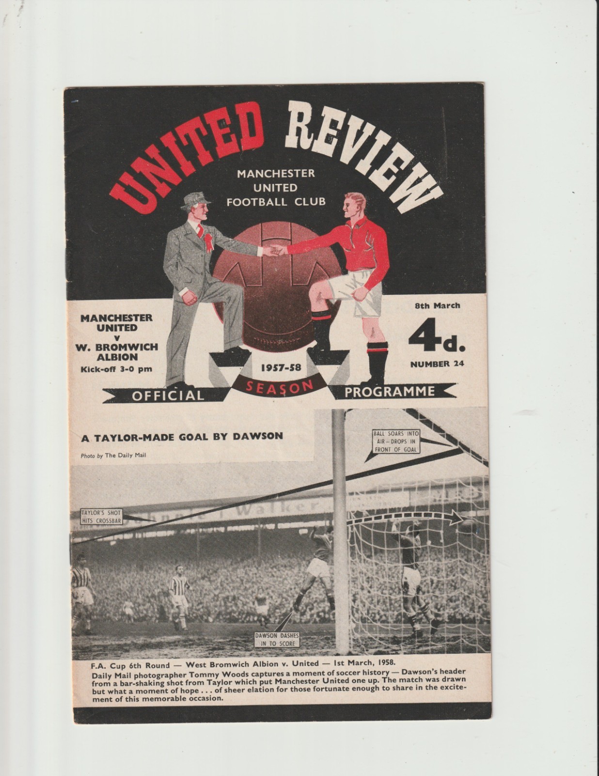 1957/58 Div.1.Manchester United v West Bromwich Albion. for sale on Ebay