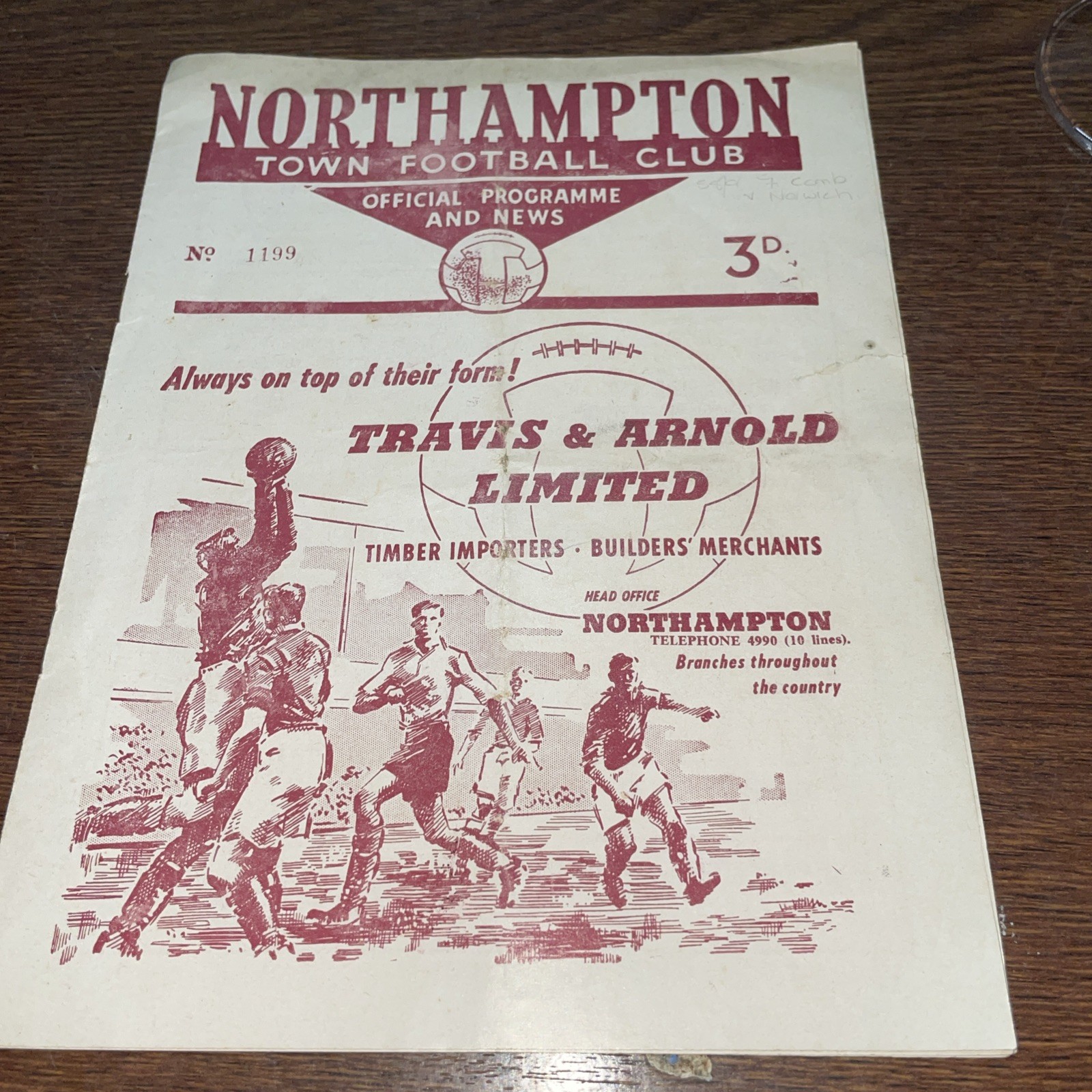 Northampton Town vs Norwich City Reserves football combination 31/01/1959  for sale on Ebay