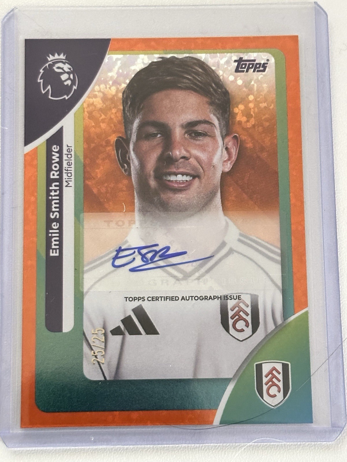 Topps 2026 Premier League Football Emile Smith Rowe Fulham Arsenal Auto /25 for sale on Ebay