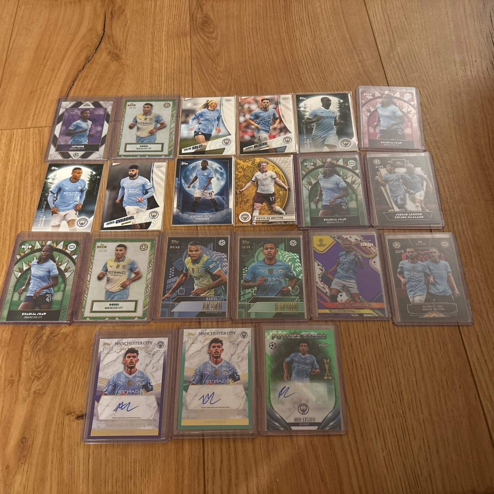21x Topps Deco Team Premium Manchester City Base/Auto/Insert Lot Haaland Lewis  for sale on Ebay