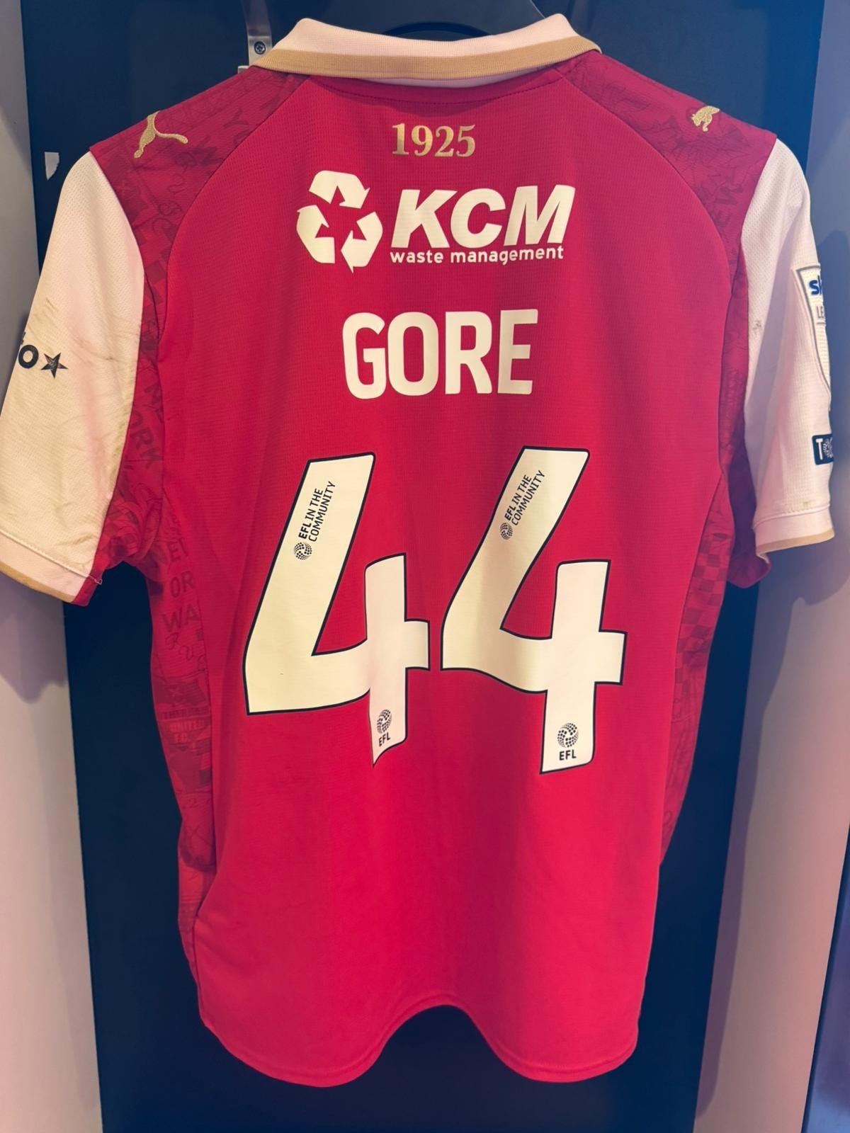 Daniel Gore Match-Worn & Signed Rotherham United v Exeter City Shirt for sale on Ebay