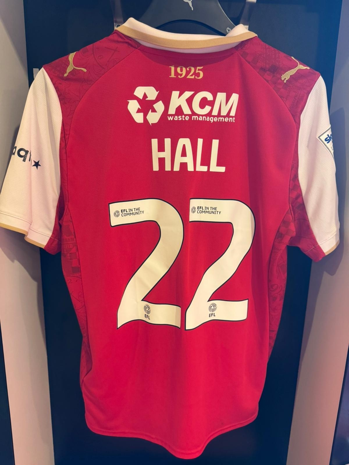 Denzel Hall Match-Worn & Signed Rotherham United v Exeter City Shirt for sale on Ebay
