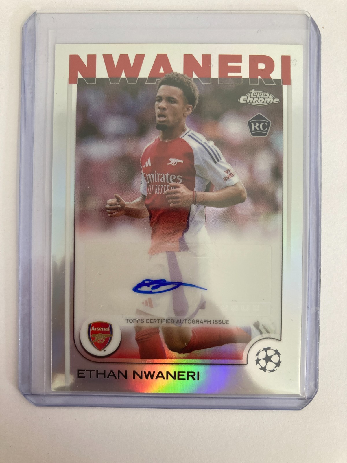 TOPPS CHROME 2025 ETHAN NWANERI ARSENAL BASE AUTO . for sale on Ebay