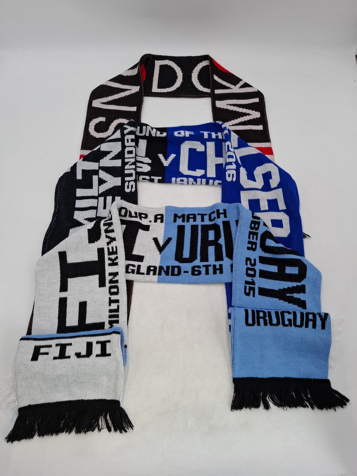 Milton Keynes Dons Football Scarf Bundle - V Chelsea 2016 & Fuiji v Uruguay 2015 for sale on Ebay