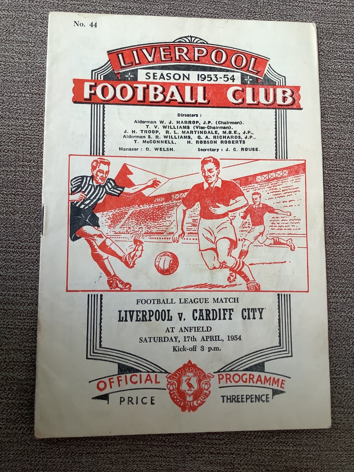 17 April 1954 Liverpool v Cardiff City for sale on Ebay