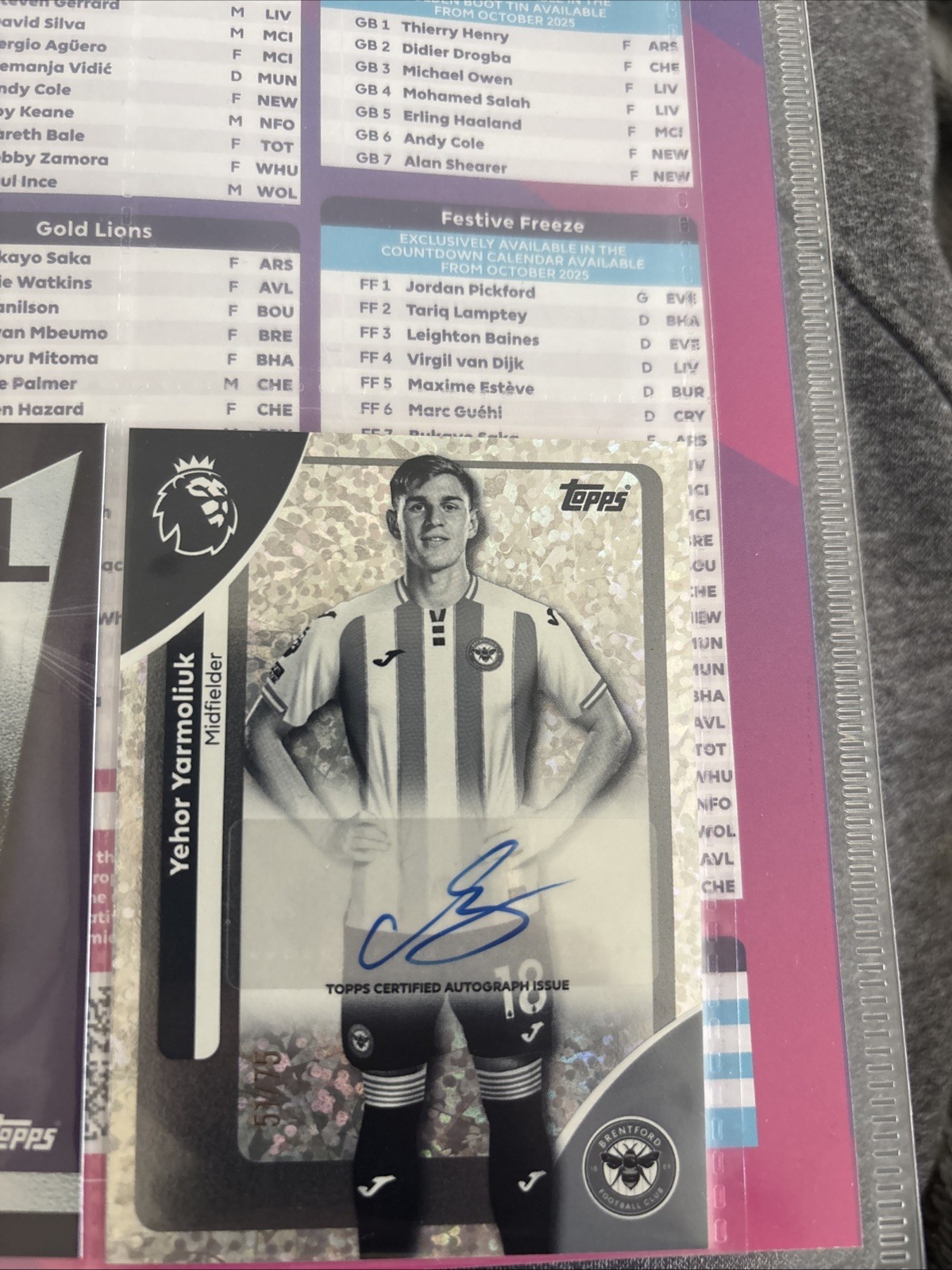 Topps Premier League 2026 Yehor Yarmoliuk Auto 51/75 Brentford for sale on Ebay