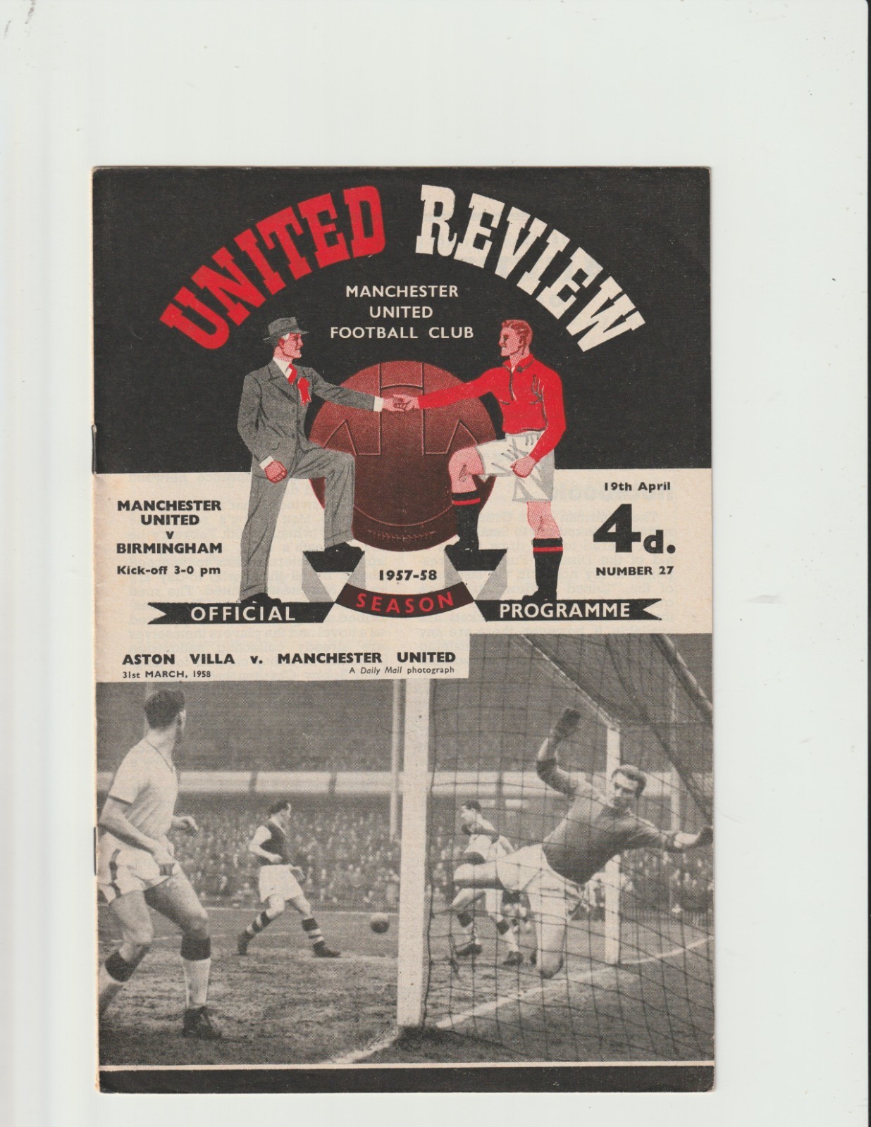 1957/58 Div.1.Manchester United v Birmingham City. for sale on Ebay