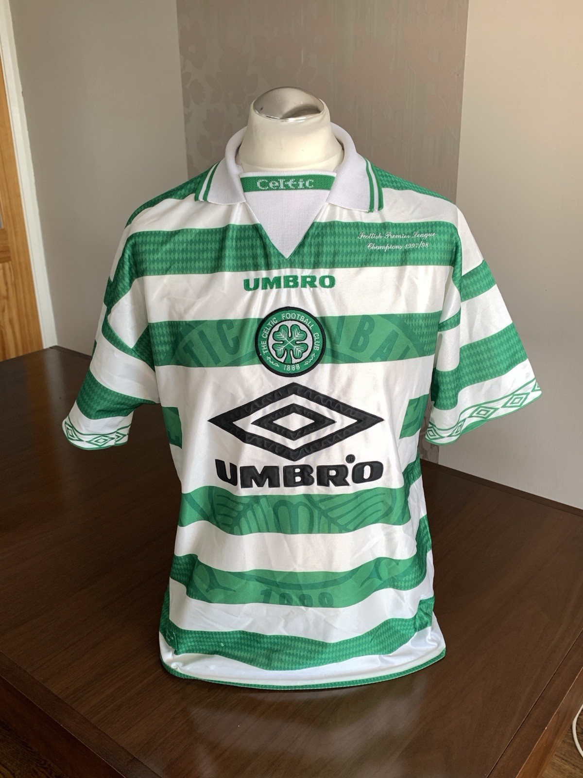 GLASGOW CELTIC Original 1997 / 98 SPL CHAMPIONS Umbro Home Shirt LARGE Adlt Rare for sale on Ebay