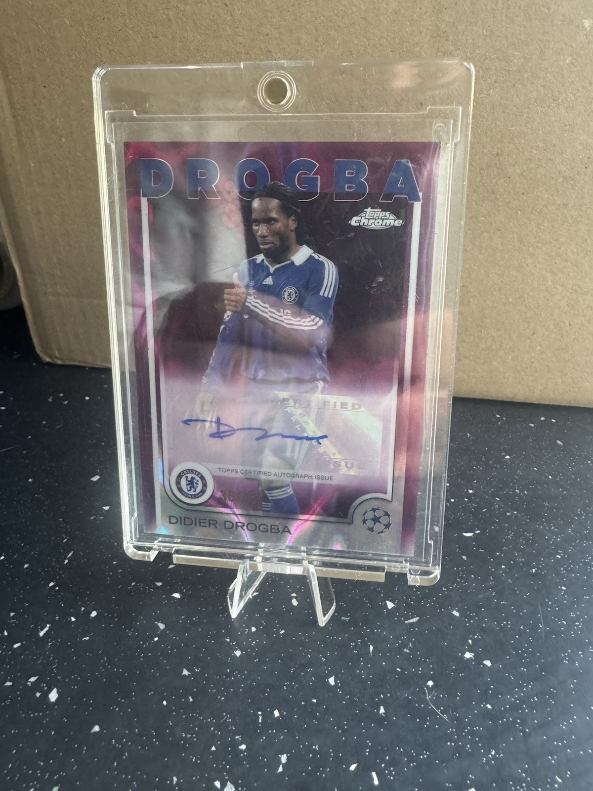 Topps Chrome UCL 2024-25 Didier Drogba Auto Chelsea FC /75 Purple for sale on Ebay