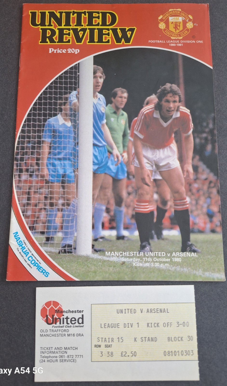 Manchester United v Arsenal 11 October 1980 League Division One - Ticket + for sale on Ebay