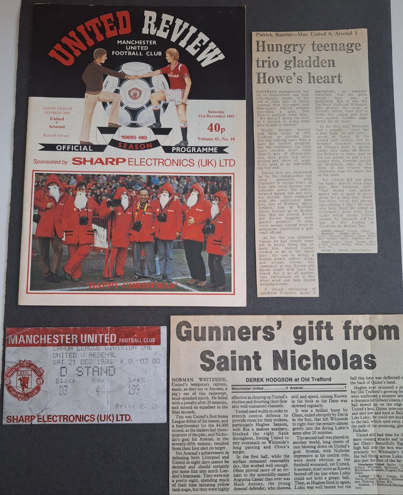 Manchester United v Arsenal 21 December 1985 League Division One - Ticket + for sale on Ebay