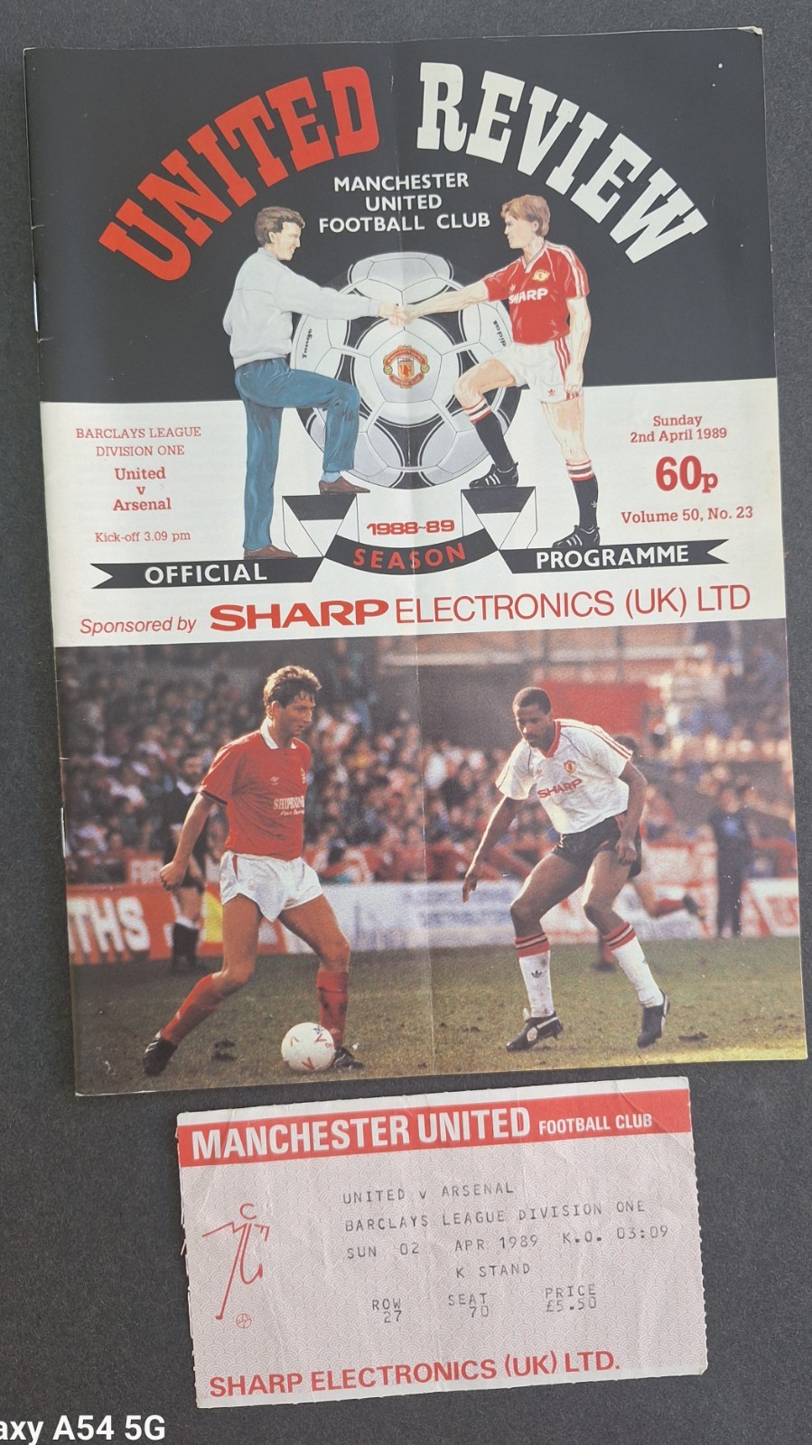 Manchester United v Arsenal 02 April 1989 League Division One - Ticket + for sale on Ebay