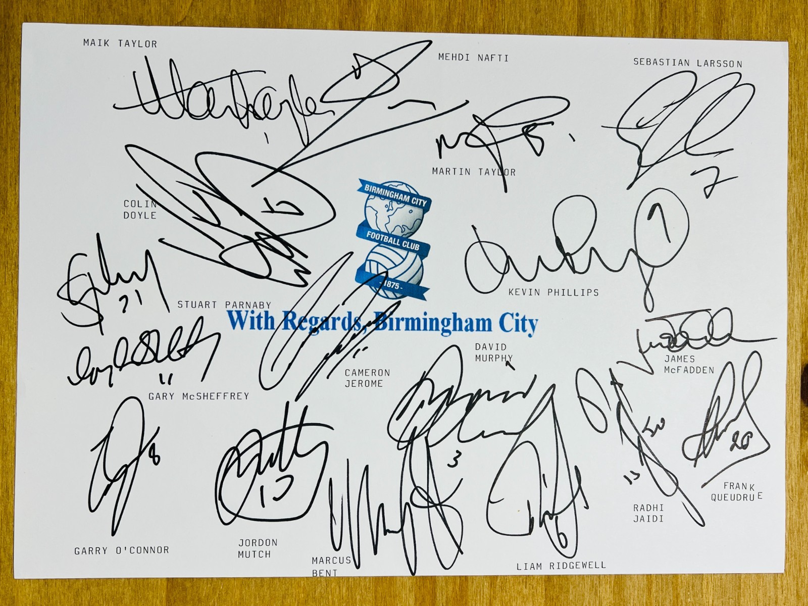 Hand Signed A4 Team Sheet - Birmingham City FC 2008/09 season - 17 signatures for sale on Ebay