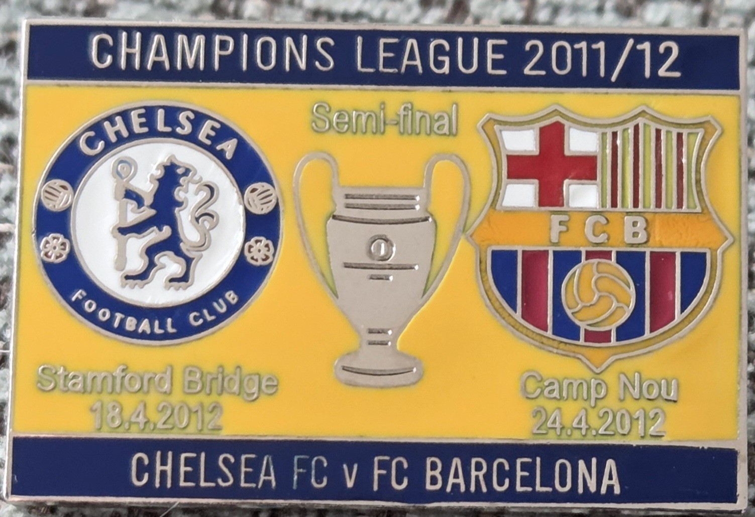 Chelsea FC Badge - CHELSEA v BARCELONA 2012 CHAMPIONS LEAGUE SEMI FINAL BADGE  for sale on Ebay