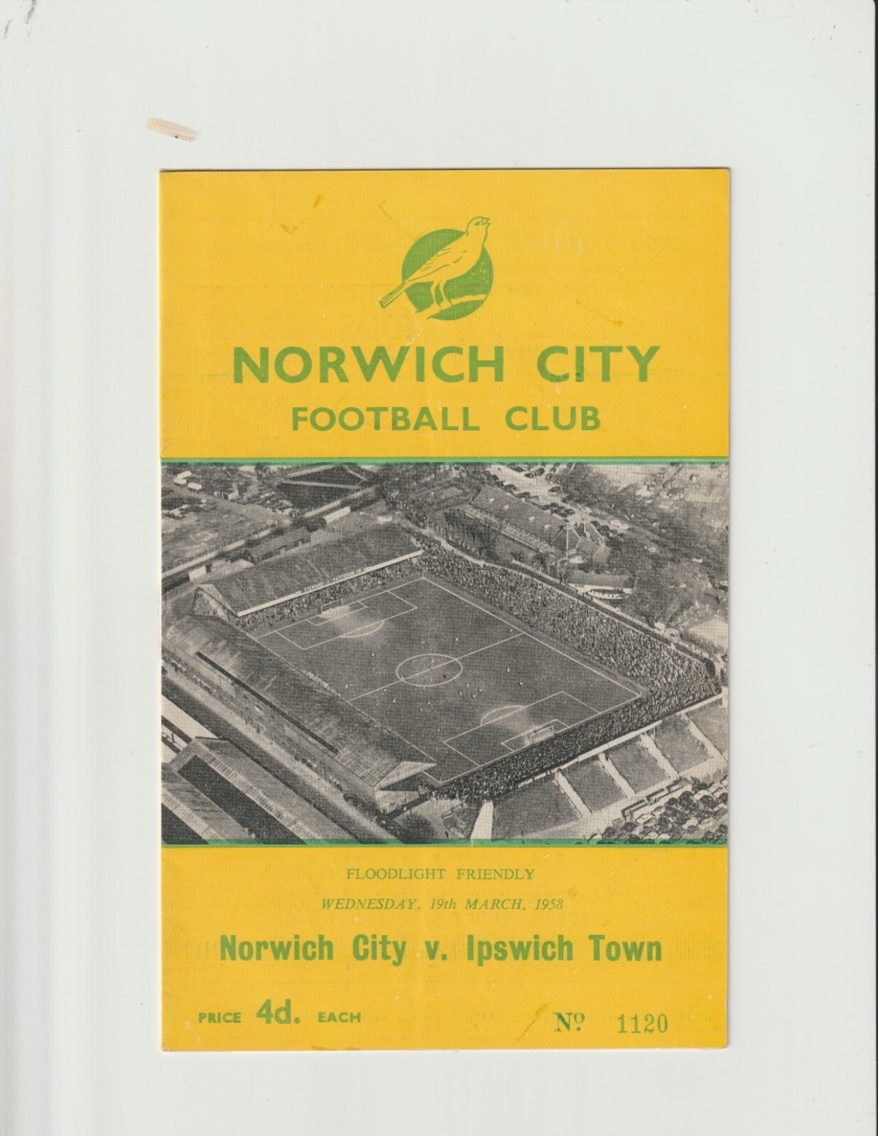 1958/59 Friendly.Norwich City v Ipswich Town. for sale on Ebay