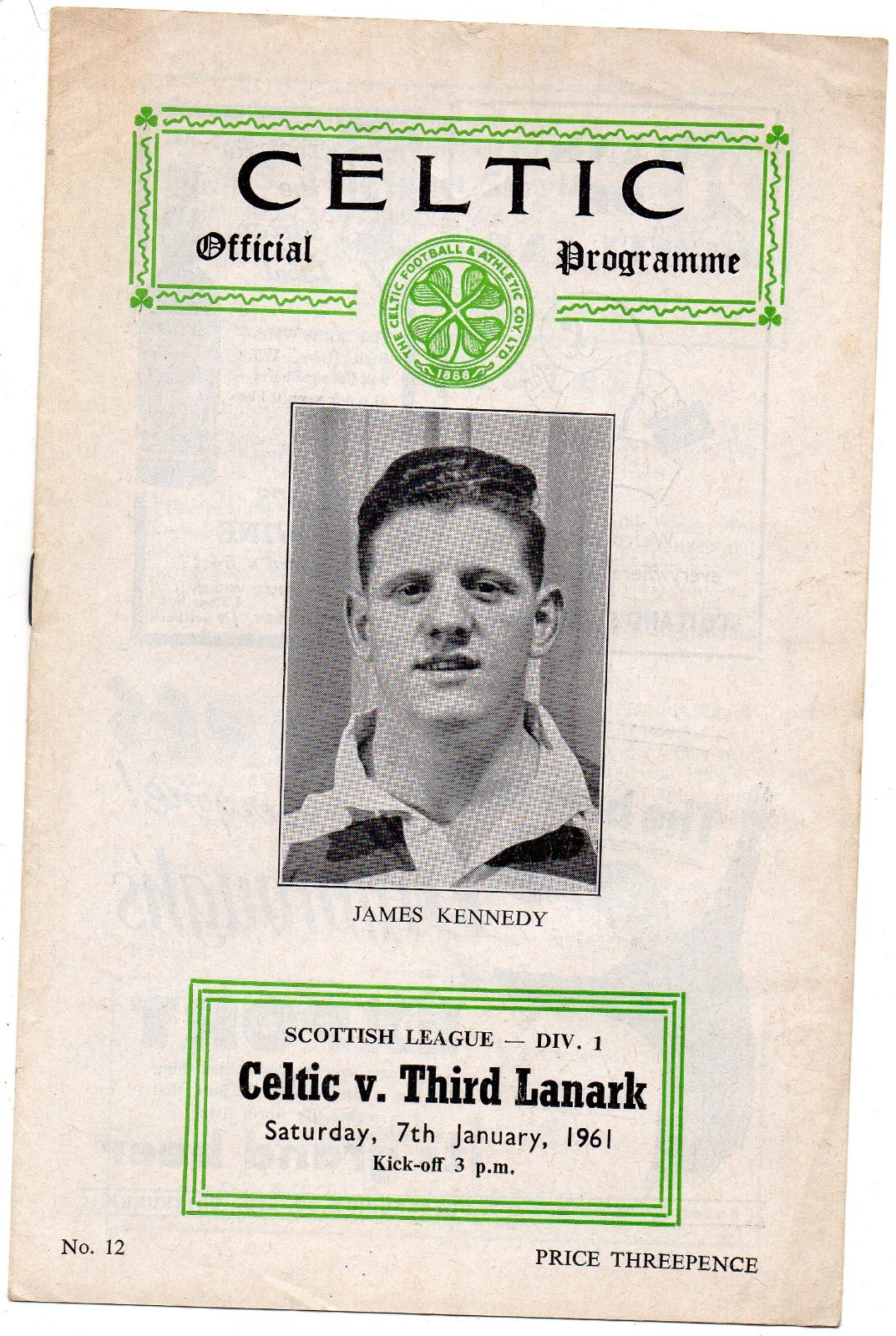 CELTIC V THIRD LANARK,LEAGUE,7/1/1961. for sale on Ebay