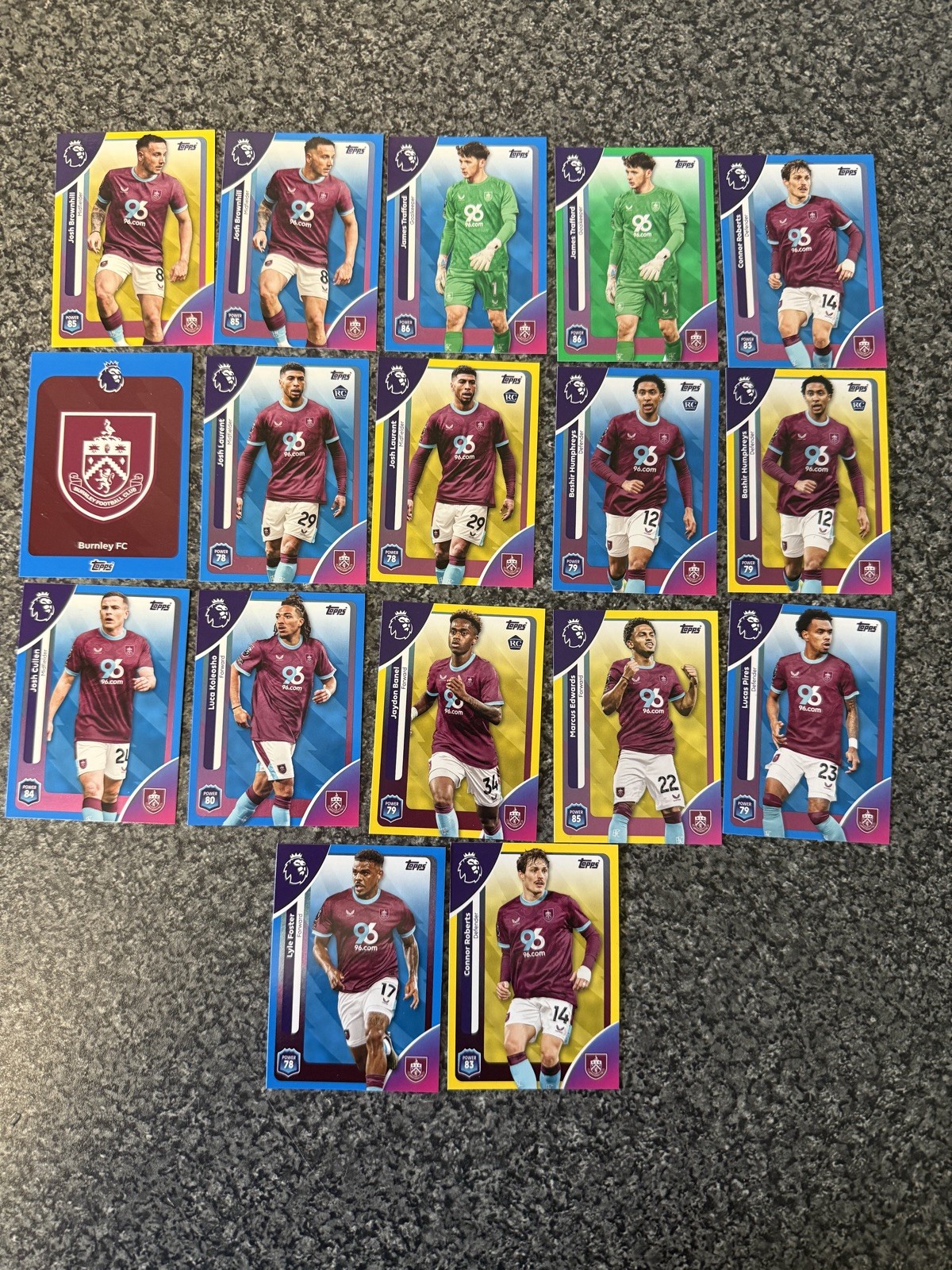 Topps Premier League 2026 Burnley FC Mixed Parallels 17 cards  for sale on Ebay