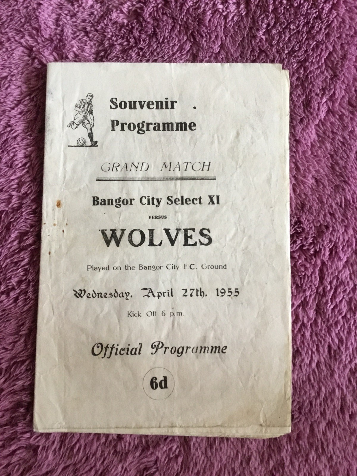 1954/55 BANGOR CITY SELECT XI v WOLVES - FRIENDLY - FOOTBALL PROGRAMME for sale on Ebay
