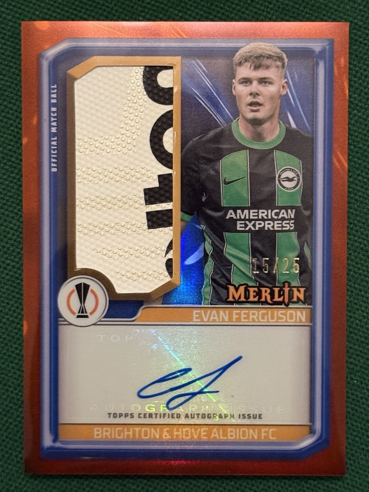 2024 Toops Merlin Evan Ferguson Auto Patch Matchball /25 Brighton & Hove Albion for sale on Ebay