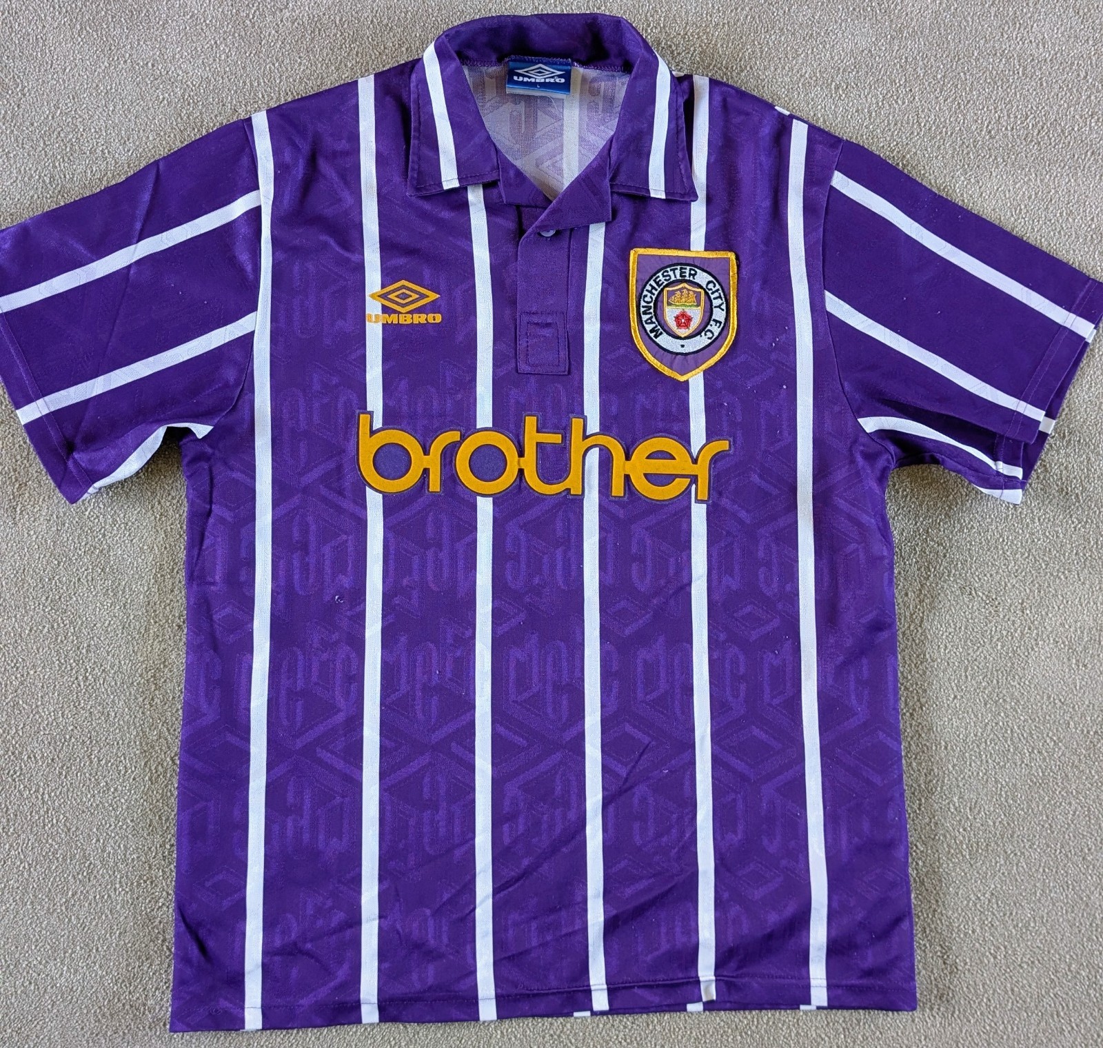 Vintage 92/94 Purple Umbro Manchester City Away Shirt - Large Adult for sale on Ebay