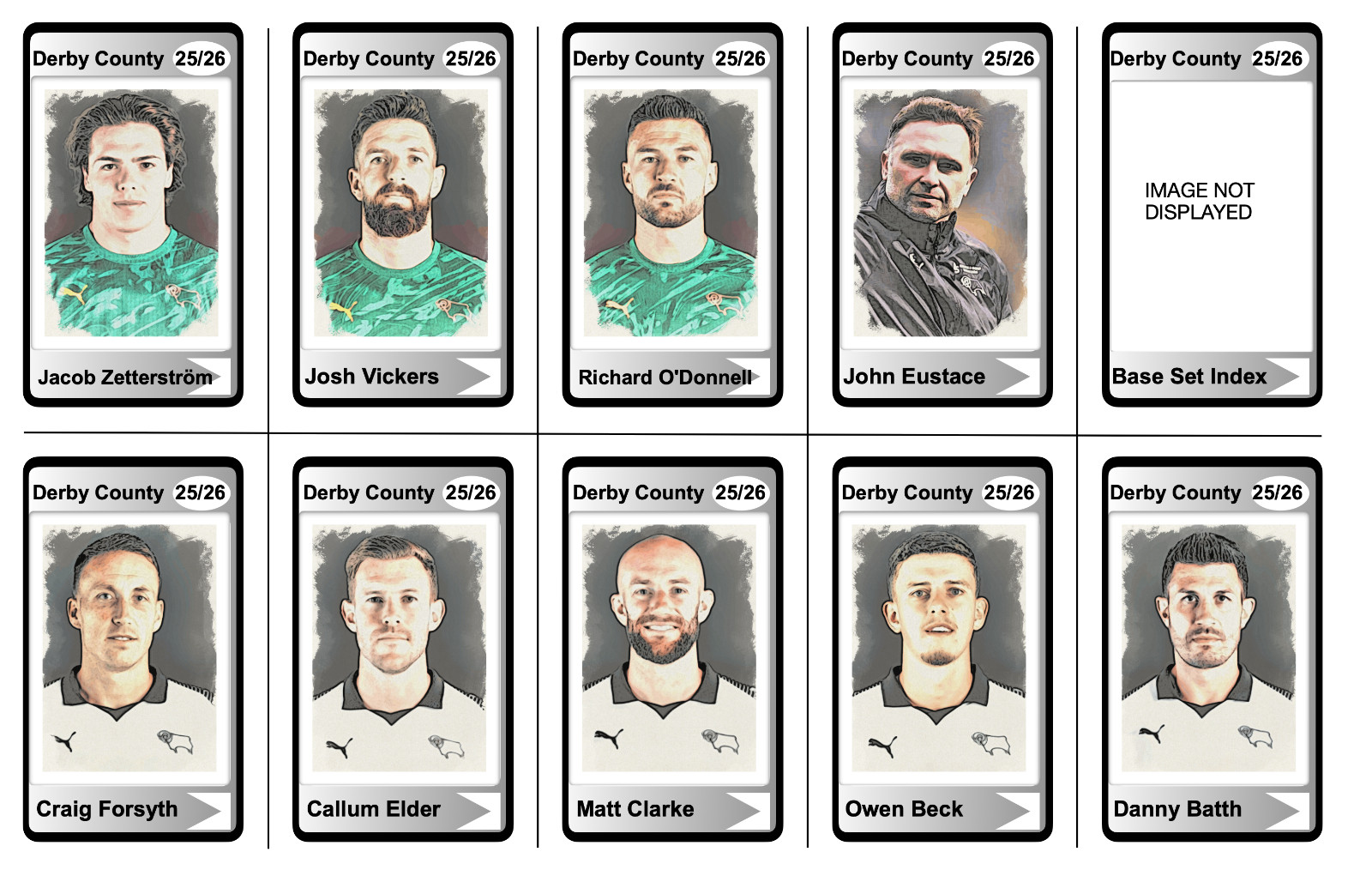 DERBY COUNTY - 25/26 ENGLISH CHAMPIONSHIP BASE SET - Trading Cards for sale on Ebay