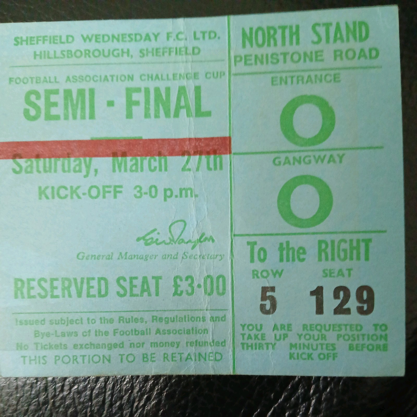 Ticket - Leeds United v Manchester United FA Cup Semi Final 1965  for sale on Ebay