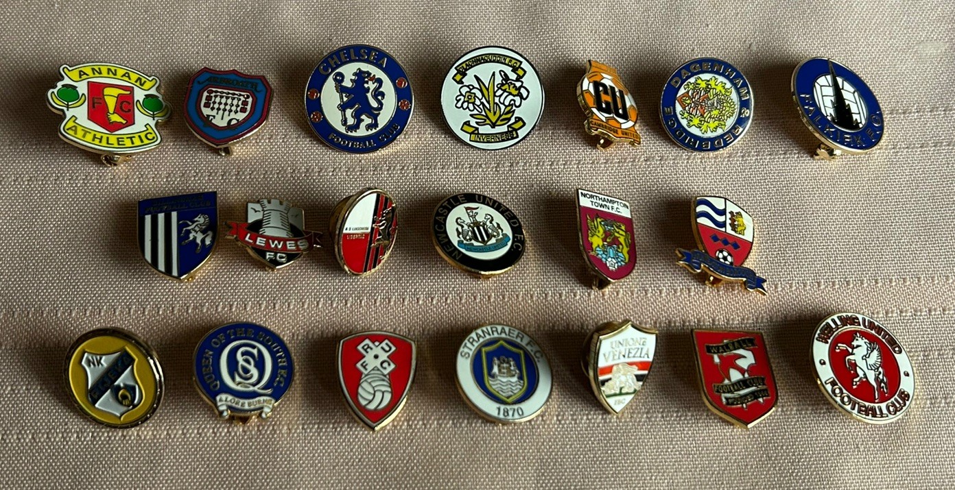 FOOTBALL PIN BADGES X 20 for sale on Ebay