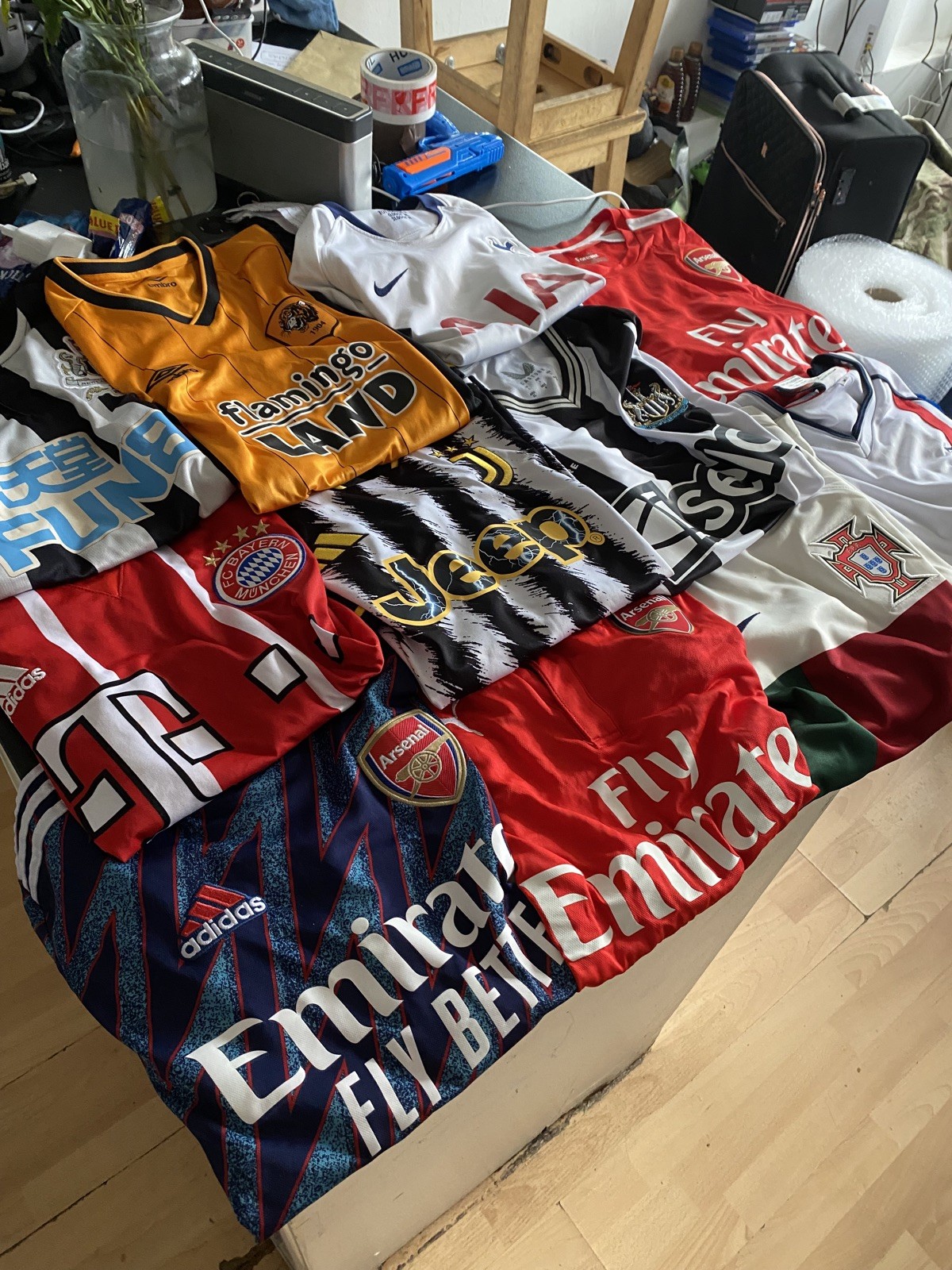 Bundle of 11 Football shirts 10 adults 1 kid  for sale on Ebay