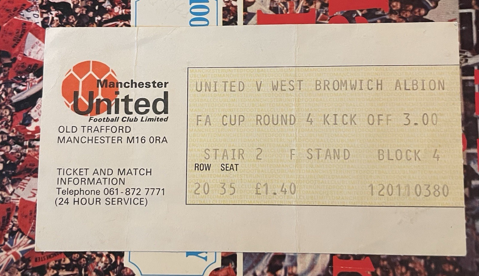 - Manchester United v West Brom  1977/78 FA Cup 4th round ticket stub  for sale on Ebay