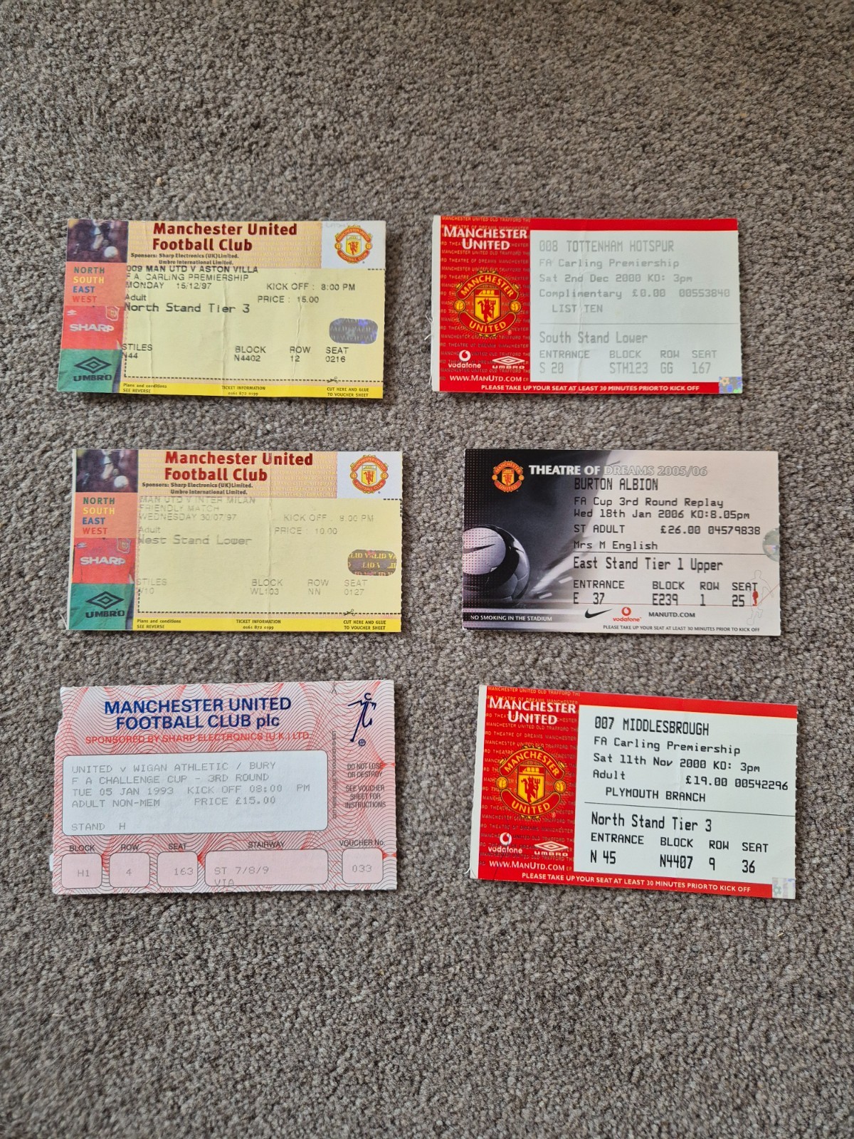 Manchester United Match Tickets x 6 for sale on Ebay