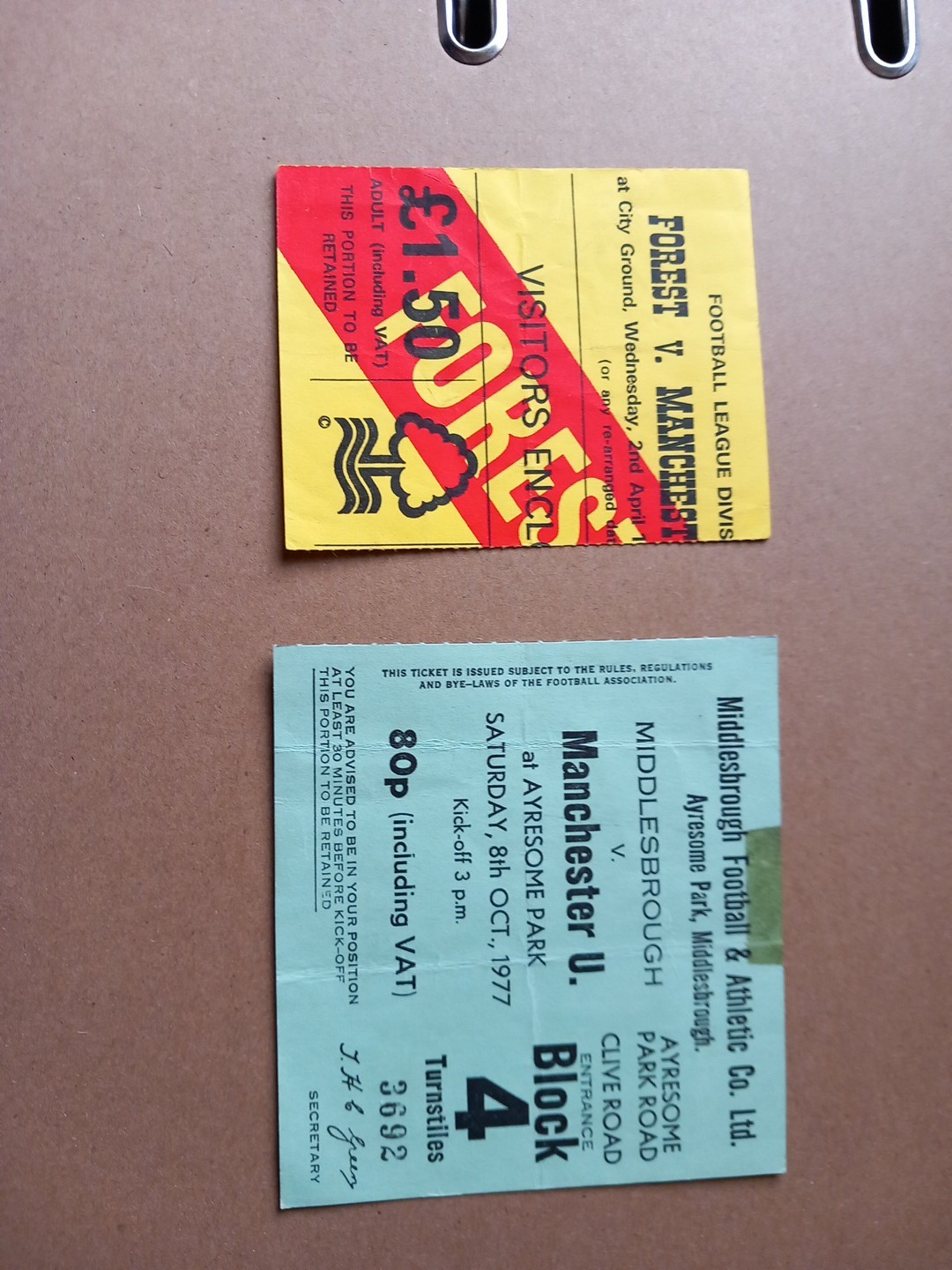 Manchester United Ticket Stubbs for sale on Ebay
