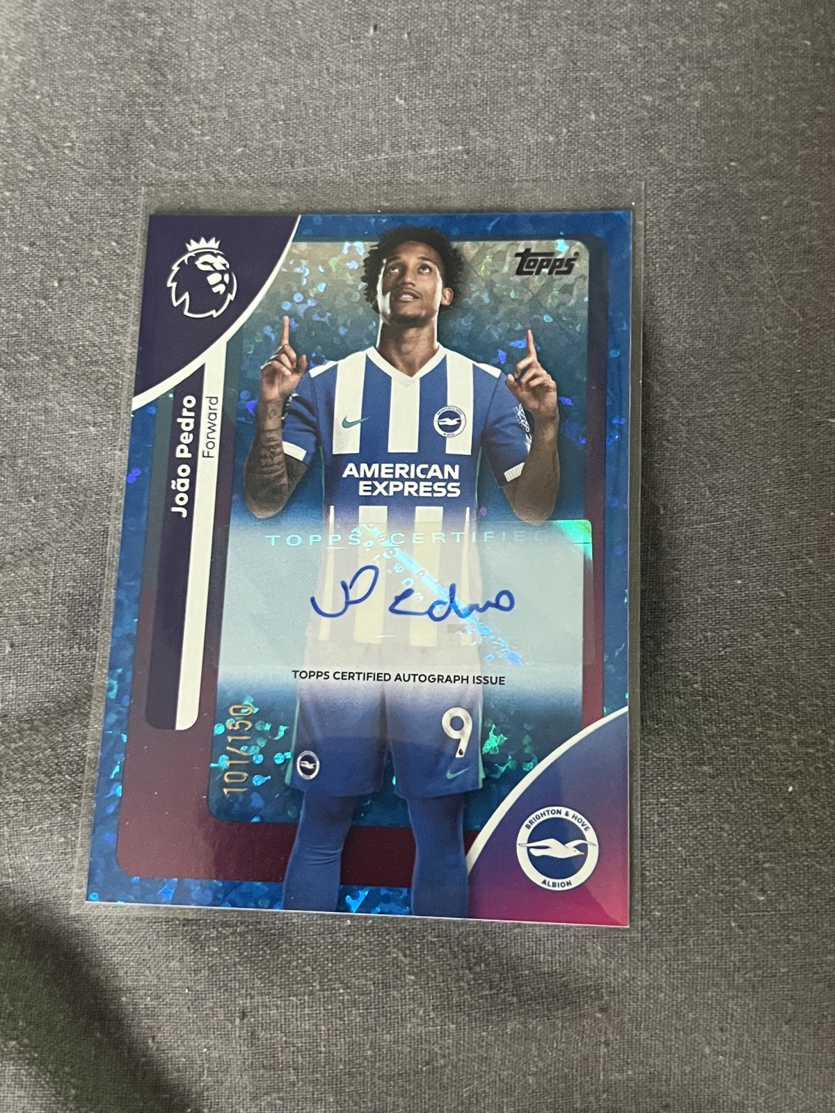 Joao Pedro auto /150 Topps Premier League 25/26 Chelsea/Brighton Blue Sparkle for sale on Ebay