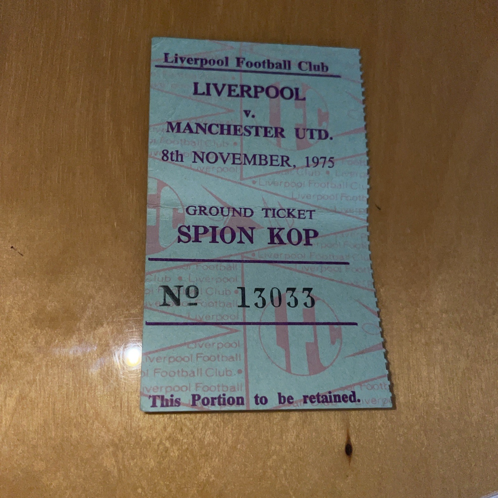 TICKET 1975/76 Liverpool v Manchester Man United League - RARER  Cream / Purple for sale on Ebay