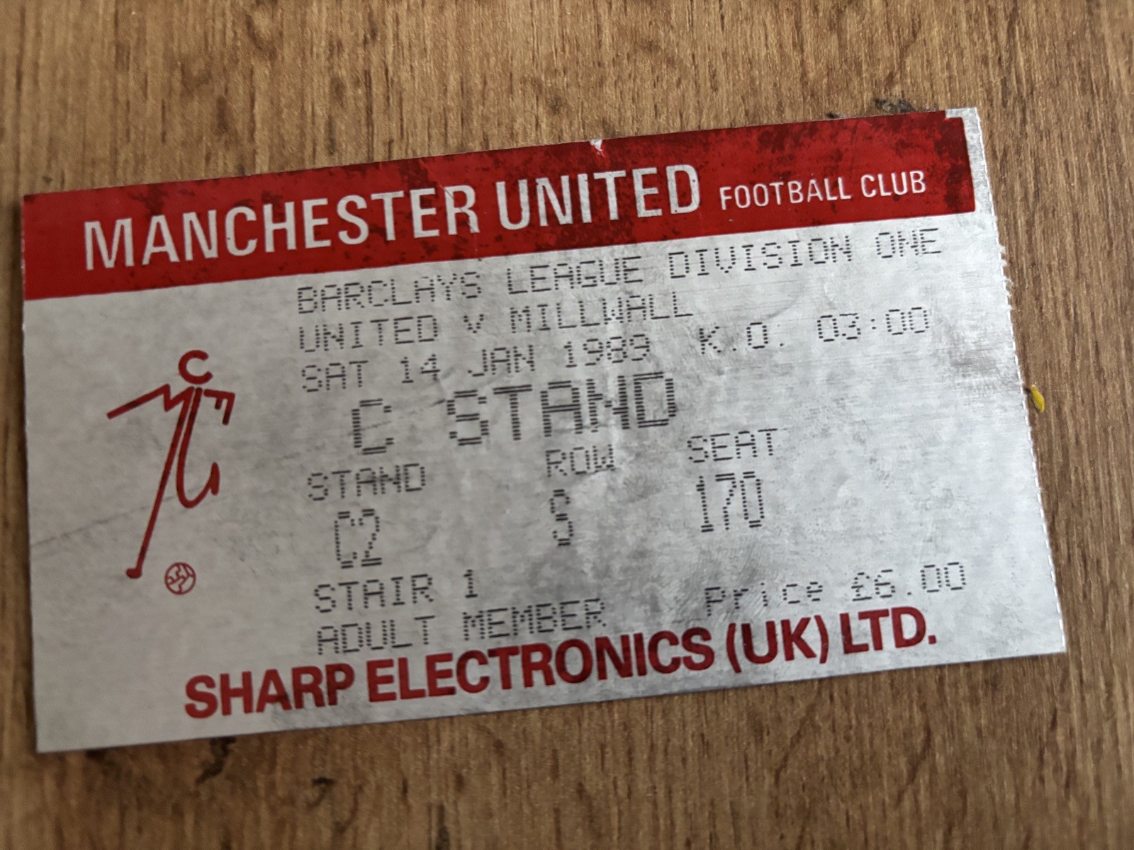 1989 TICKET STUB DIVISION ONE MANCHESTER UNITED MAN UTD V MILLWALL 14/1/89 for sale on Ebay