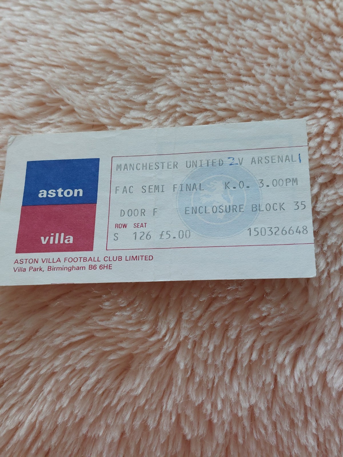 MANCHESTER UNITED v ARSENAL FACUP SEMI FINAL FOOTBALL TICKET 1983 for sale on Ebay